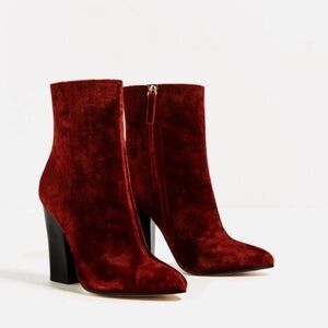 Zara velvet booties,Size 8, EU 39